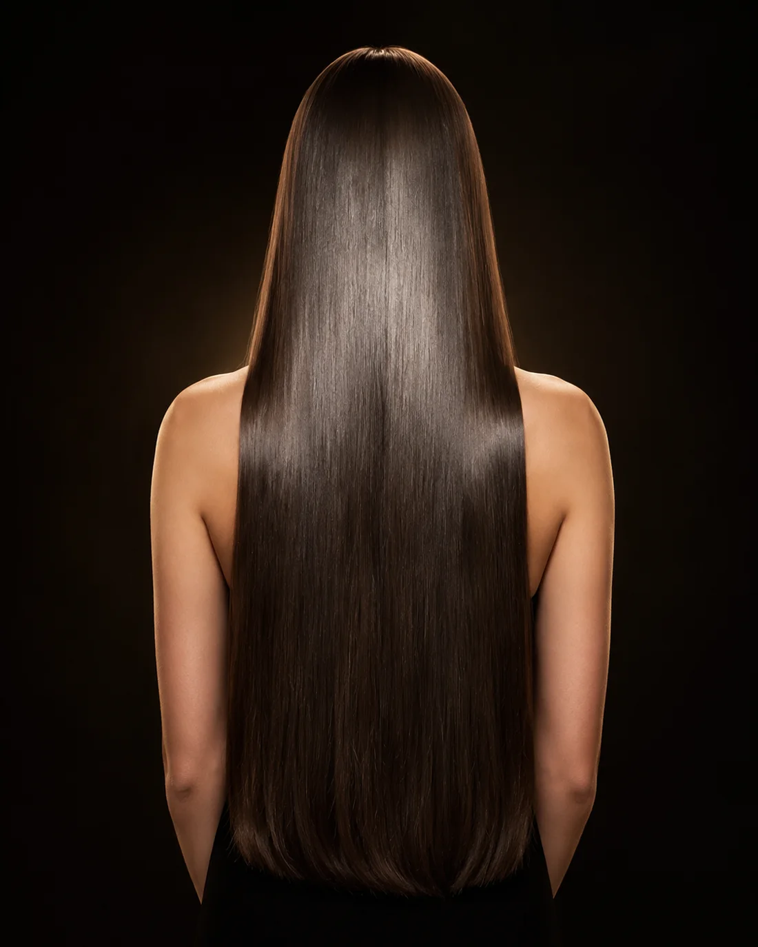 Cabello largo y lacio visto de espalda